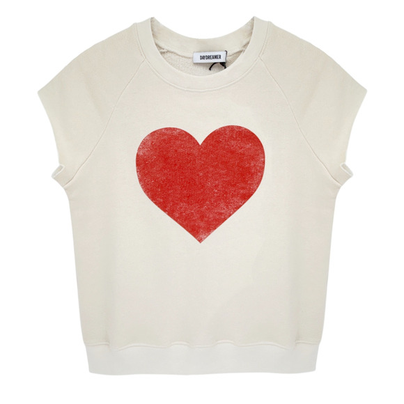 Copied - DAYDREAMER Heart Cutoff Sweatshirt in Dirty White S - Picture 1 of 12